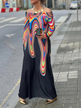Geometrische Maxi-jurk met Kleurenprint
