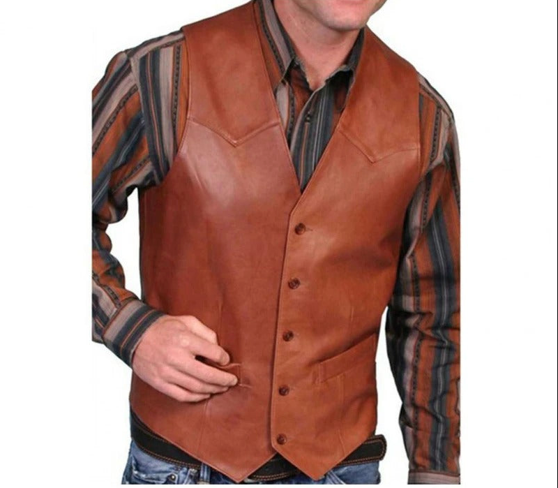 Australian Gilet - Klassiek Western Leren-uitstraling Vintage Vest voor Mannen