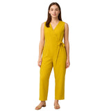 Mouwloos jumpsuit met V-hals en tailleband