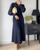 Elegante Midi Jurk met Wollen Look