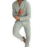 Tweedelige set met overhemd met lange mouwen en broek met trekkoord