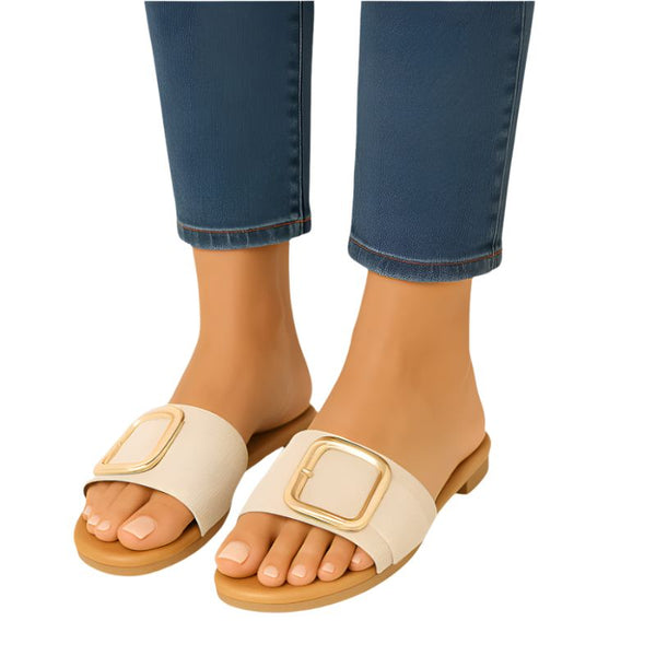 Stijlvolle open teenslippers met gesp