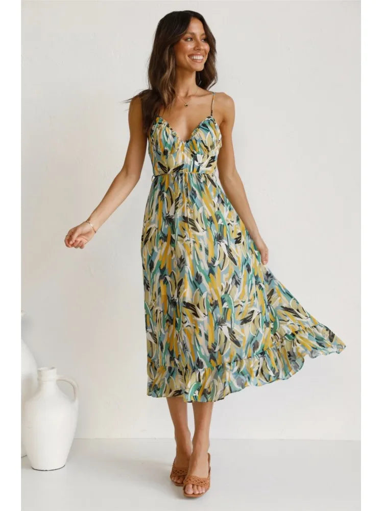 Zomerjurk met V-Hals en Print