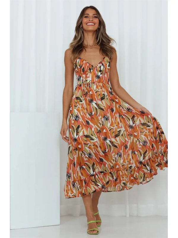 Zomerjurk met V-Hals en Print