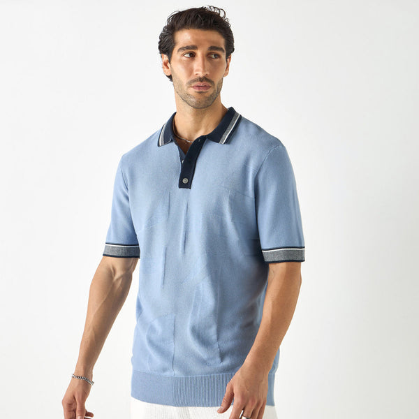 Iconisch gestructureerd polo T-shirt met korte mouwen
