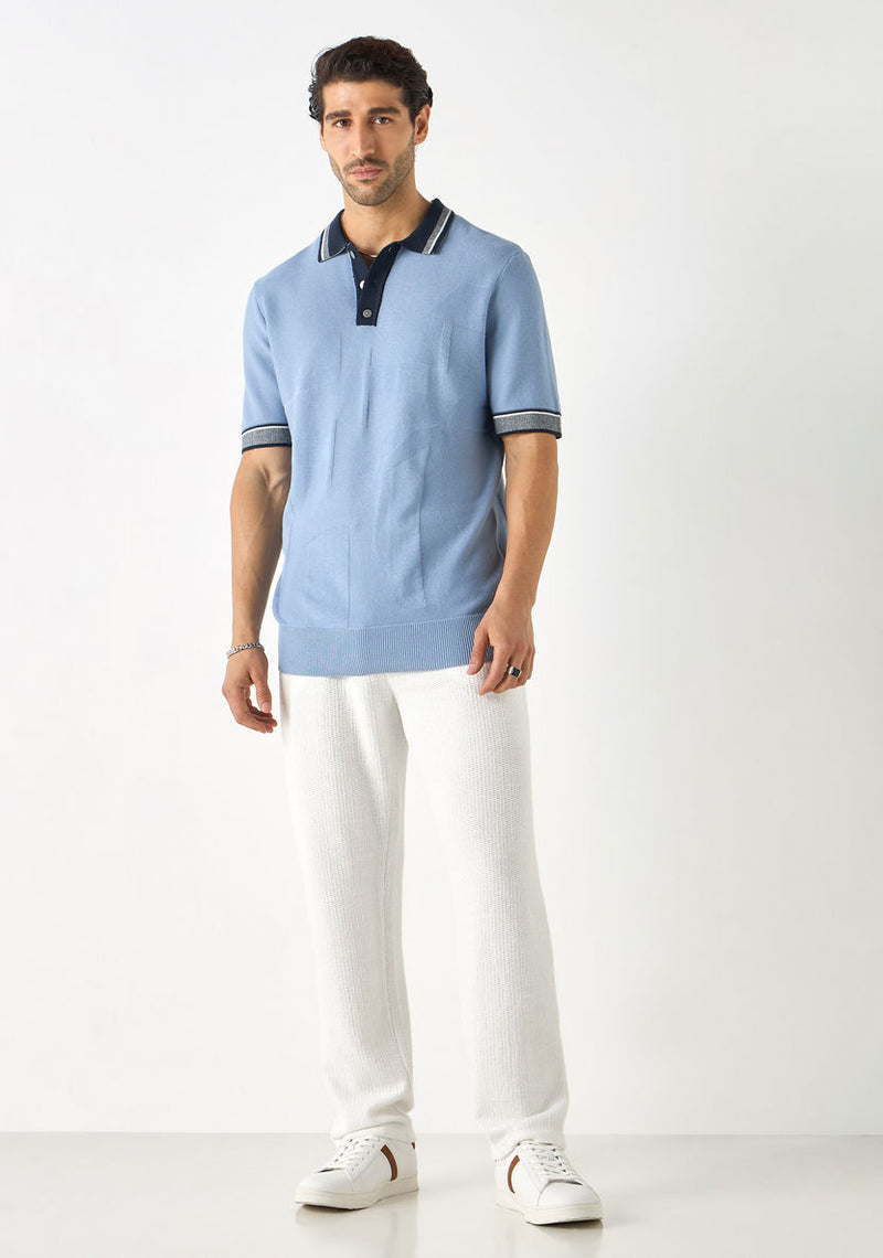 Iconisch gestructureerd polo T-shirt met korte mouwen