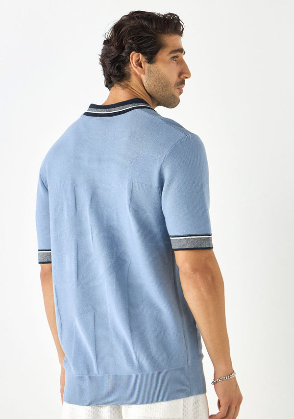 Iconisch gestructureerd polo T-shirt met korte mouwen