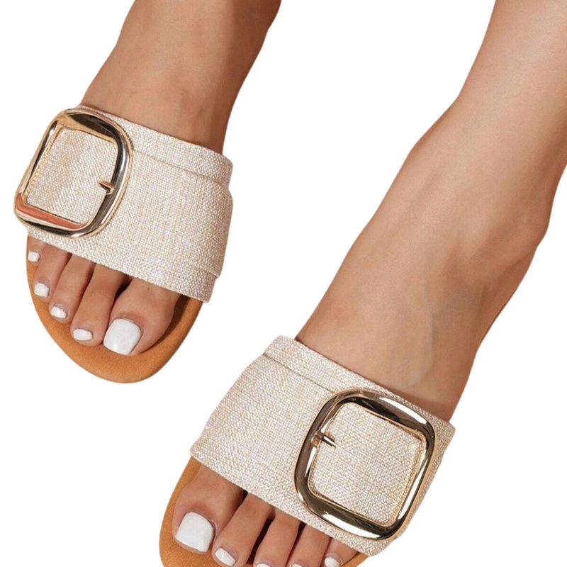 Stijlvolle open teenslippers met gesp