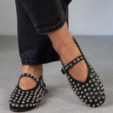 Chique flats met mini verstelbare band en gesp aan de zijkant