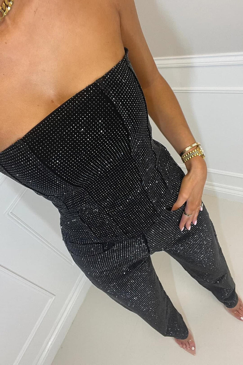 Glitter set met korset en broek