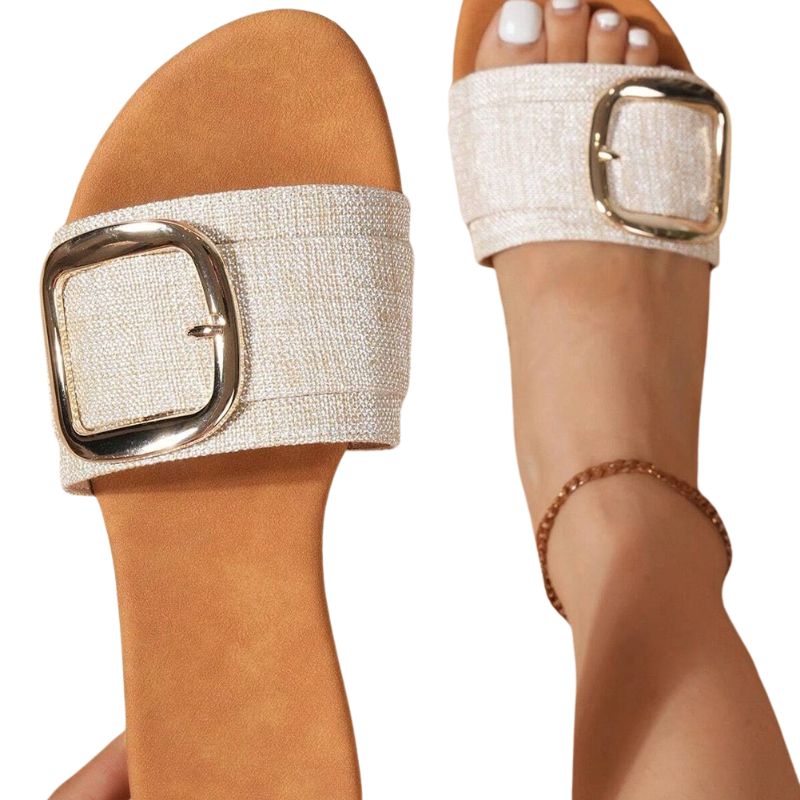 Stijlvolle open teenslippers met gesp
