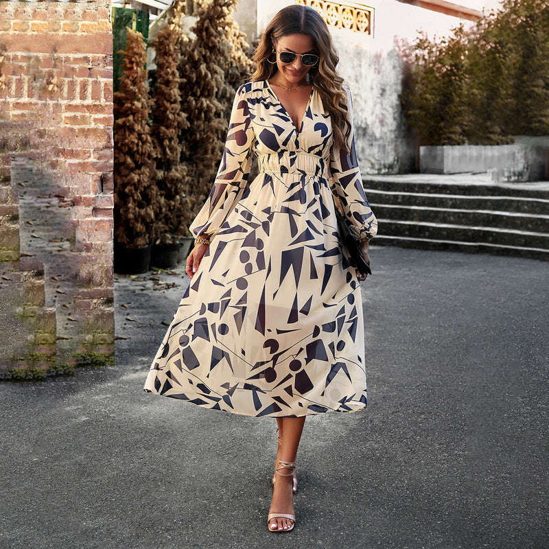 Elegante Feestjurk Met Print