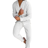Tweedelige set met overhemd met lange mouwen en broek met trekkoord