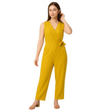 Mouwloos jumpsuit met V-hals en tailleband
