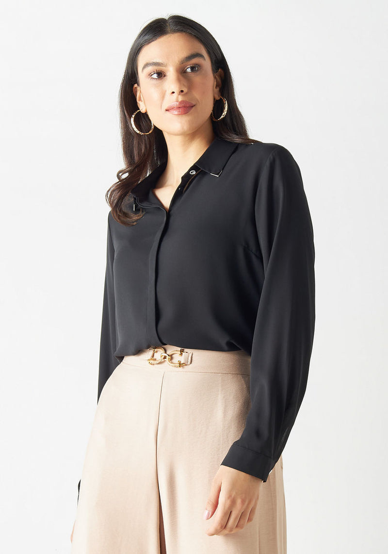 Zwart Shirt met Lange Mouwen – Nieuw Binnen