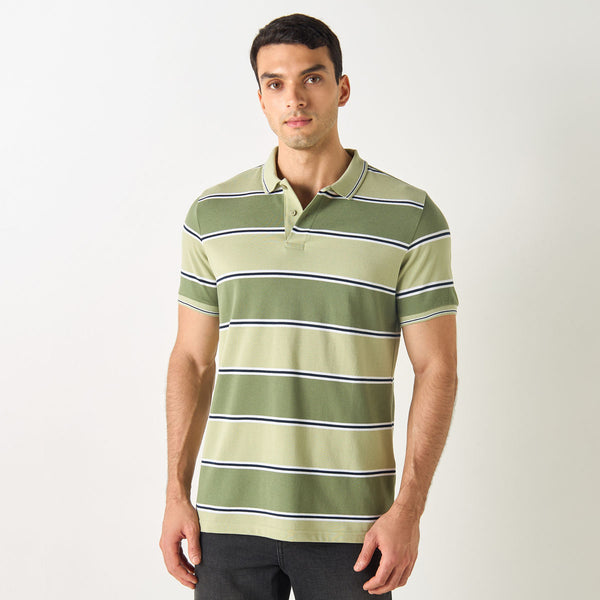 Gestreept polo T-shirt met korte mouwen
