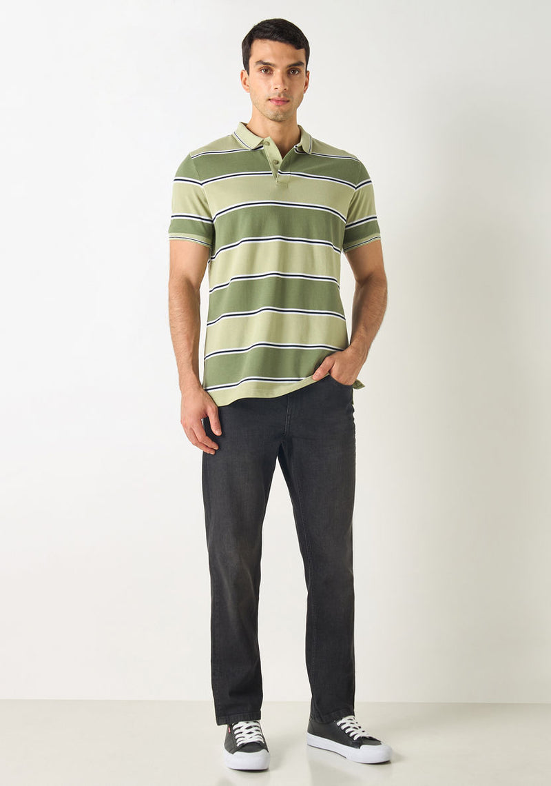 Gestreept polo T-shirt met korte mouwen