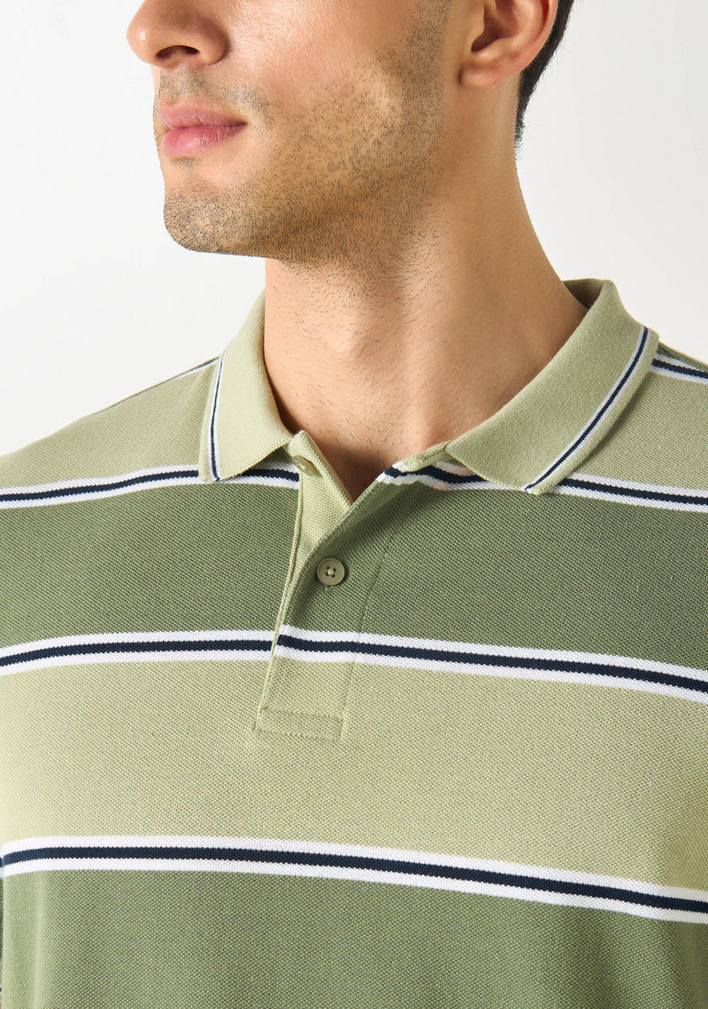 Gestreept polo T-shirt met korte mouwen