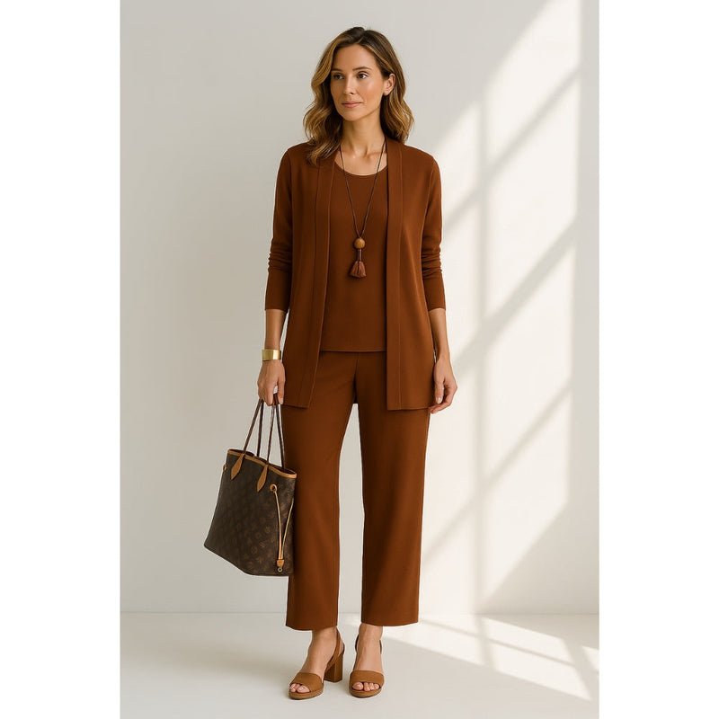 Driedelige set met lange overlay en wijde broek