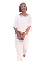 Tweedelige Set met Wijde Broek en Top met Korte Mouwen