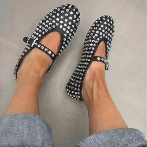 Chique flats met mini verstelbare band en gesp aan de zijkant