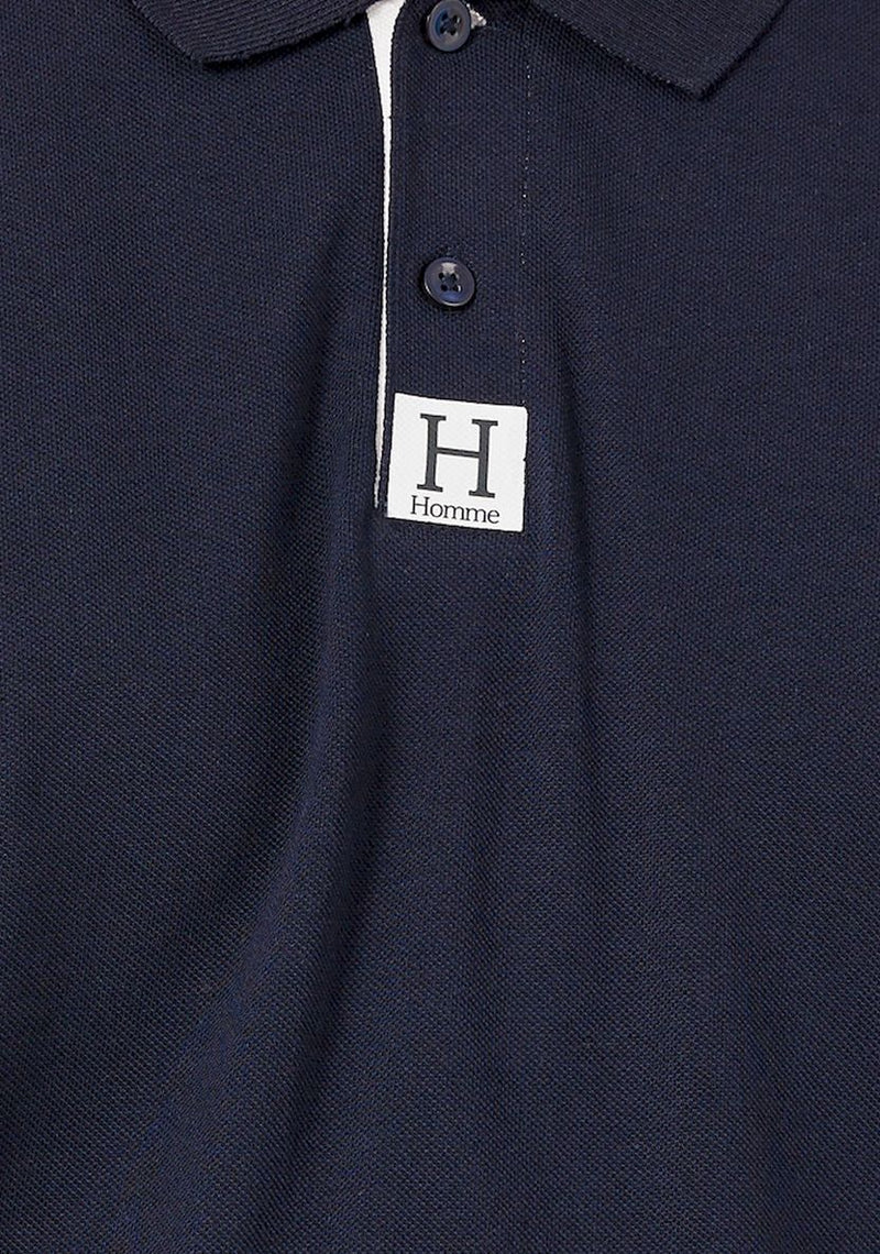 Minimal Print Relaxed Fit Polo T-Shirt met Contrasterende Sluiting