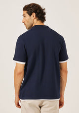 Minimal Print Relaxed Fit Polo T-Shirt met Contrasterende Sluiting