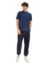 Textured Verborgen Ritssluiting Relaxed Polo T-Shirt