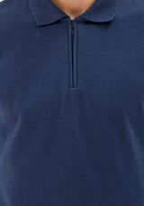 Textured Verborgen Ritssluiting Relaxed Polo T-Shirt