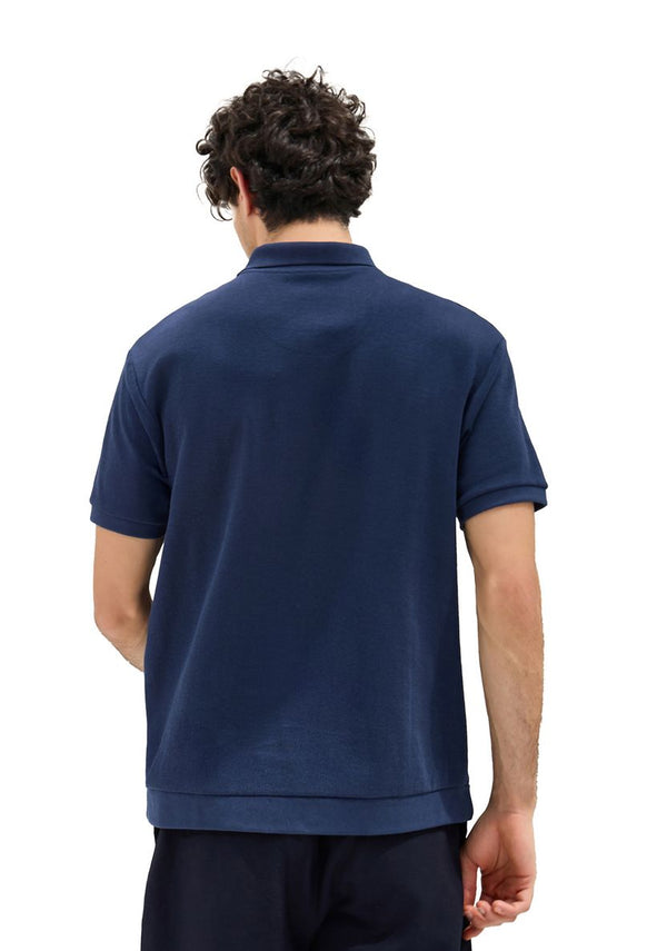 Textured Verborgen Ritssluiting Relaxed Polo T-Shirt