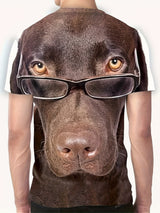 Opvallend 3D hond T-shirt met unieke print en comfortabele crew neck stijl