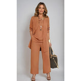 Driedelige set met lange overlay en wijde broek