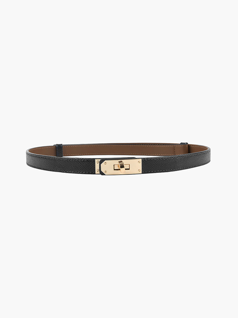 Verstelbare dunne riem met minimale gespdetails en smalle structuur