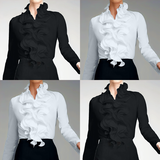 Casual blouse met gerimpelde details en lange mouwen
