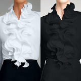 Casual blouse met gerimpelde details en lange mouwen