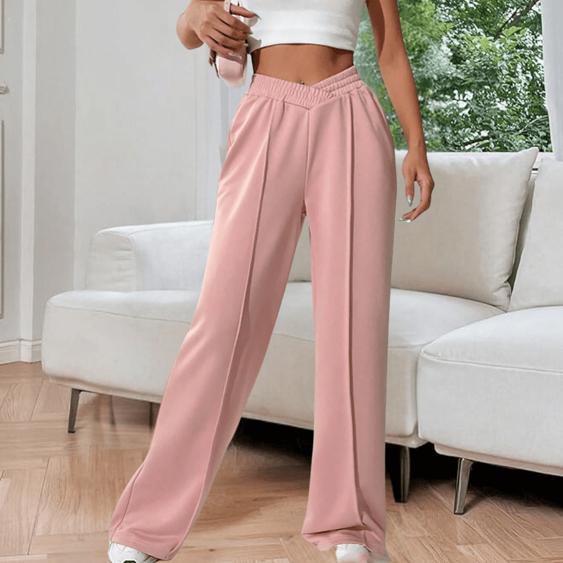 Relaxte rechte broek met elastische tailleband en flexibele pasvorm