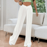 Relaxte rechte broek met elastische tailleband en flexibele pasvorm