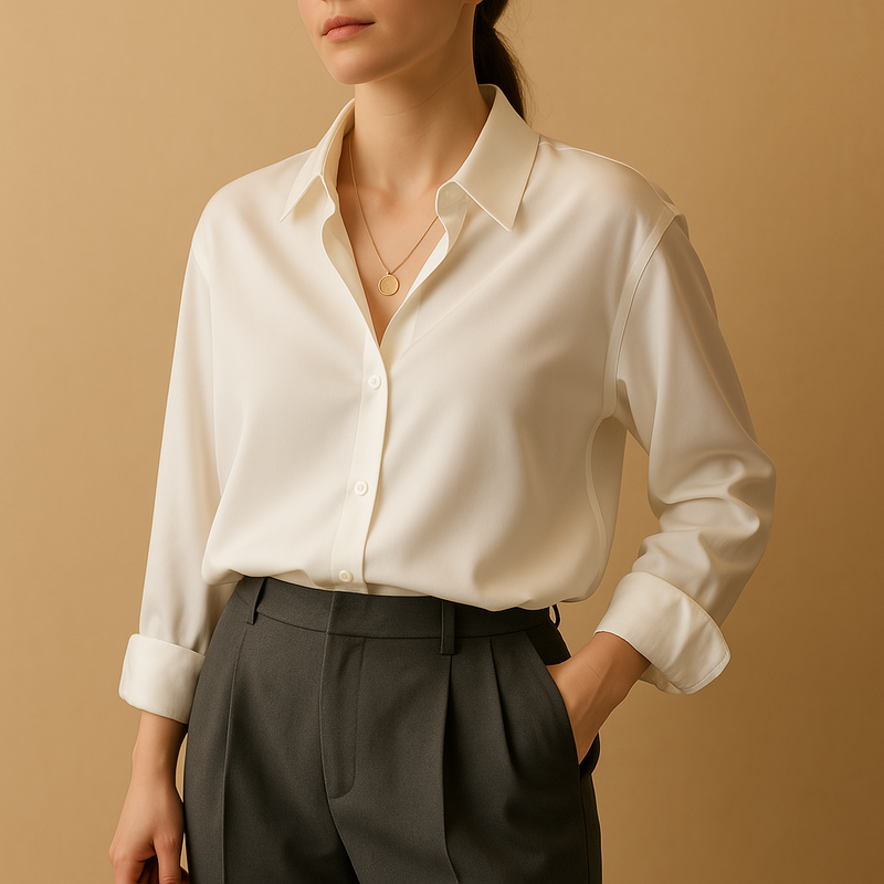 Elegant overhemd met lange mouwen, knoopsluiting en omslagkraag