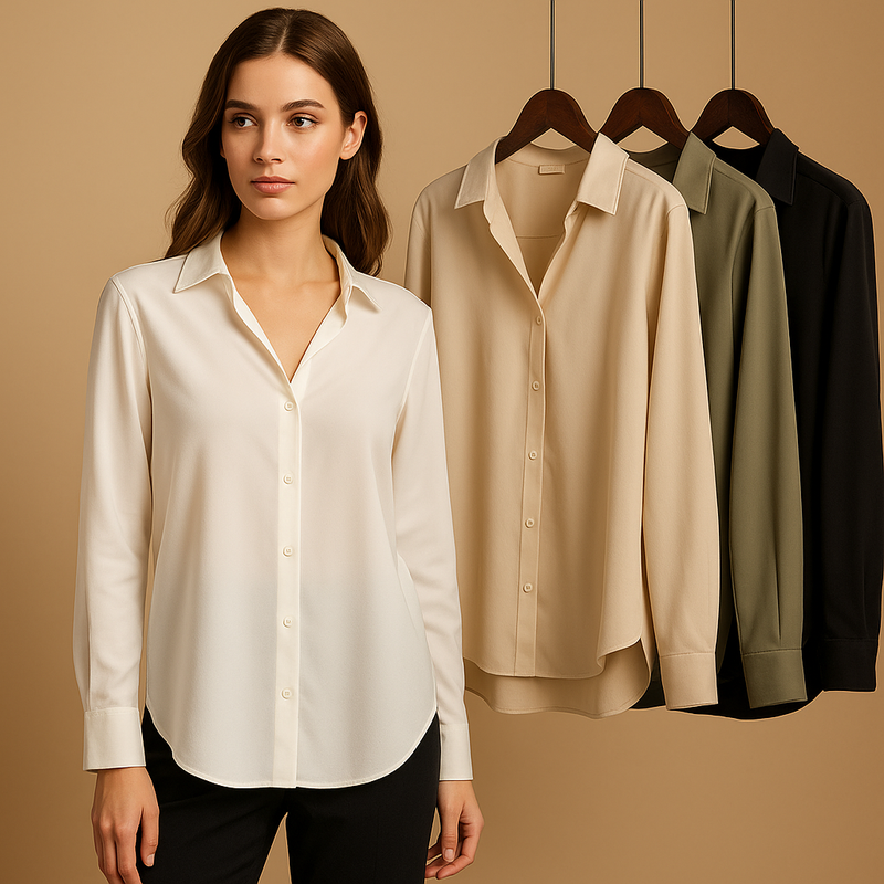 Elegant overhemd met lange mouwen, knoopsluiting en omslagkraag