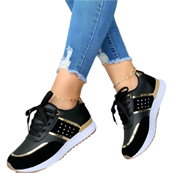 Kleurrijke Dames Sneakers met Patchwork en Leren Look