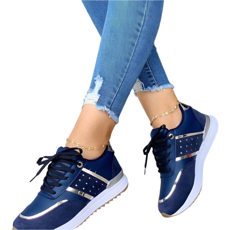 Kleurrijke Dames Sneakers met Patchwork en Leren Look