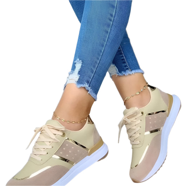 Kleurrijke Dames Sneakers met Patchwork en Leren Look