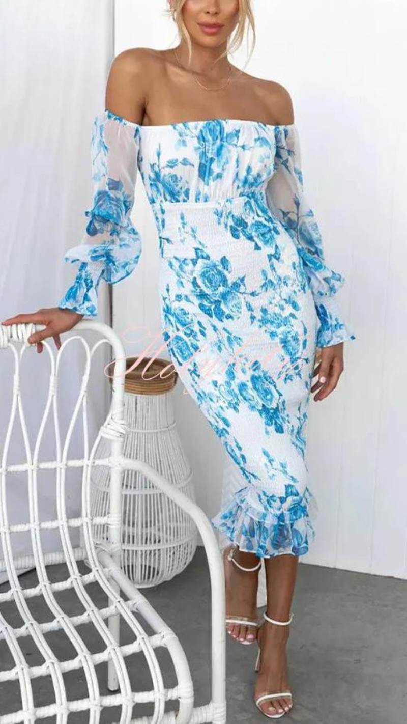 Luxe Midi Jurk Off-shoulder