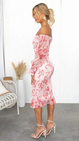 Luxe Midi Jurk Off-shoulder