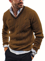 Classic Vintage Knit Sweater with V-Neck for Men