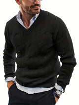 Classic Vintage Knit Sweater with V-Neck for Men