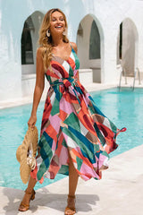Maxi-jurk met abstracte print en riem