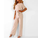 Zomerse Jumpsuit met Strikdetail en Brede Pijpen