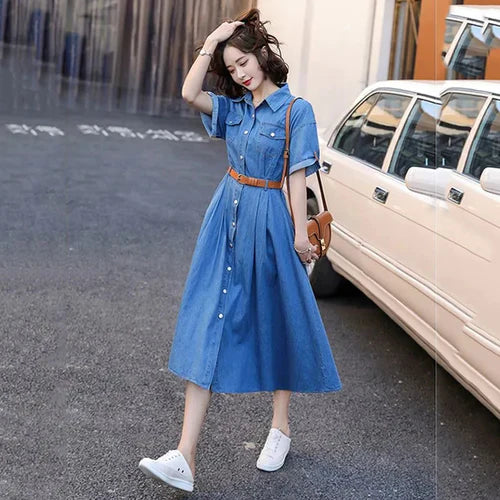 Stijlvolle Jurk In Denim
