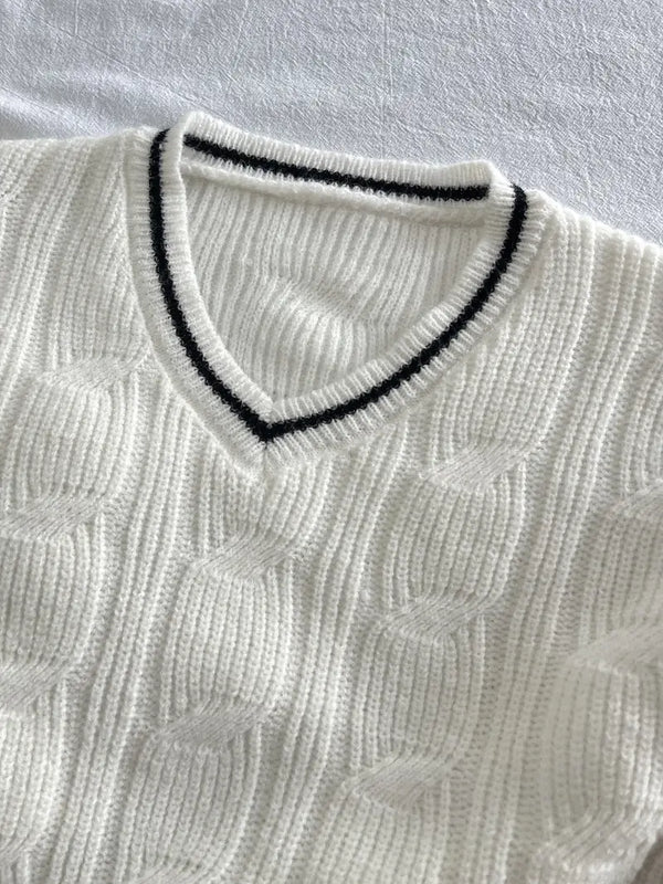 Classic Vintage Knit Sweater with V-Neck for Men